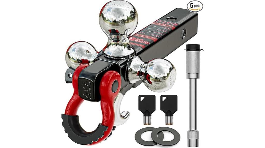 anti theft tri ball hitch mount